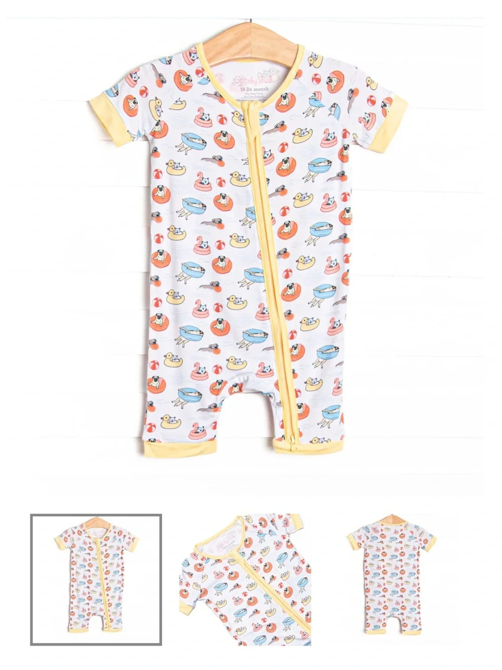 Stitchy Fish 18-24 Month Dogs on Floats Bamboo Pajamas